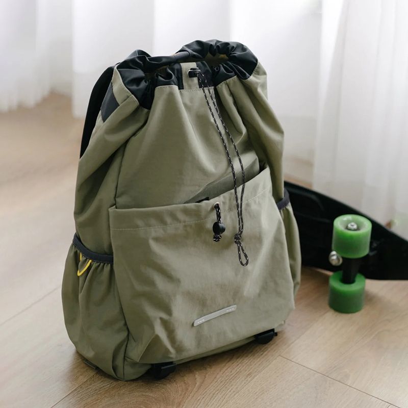 Men's Drawstring Back Retro Canvas College Design Bags