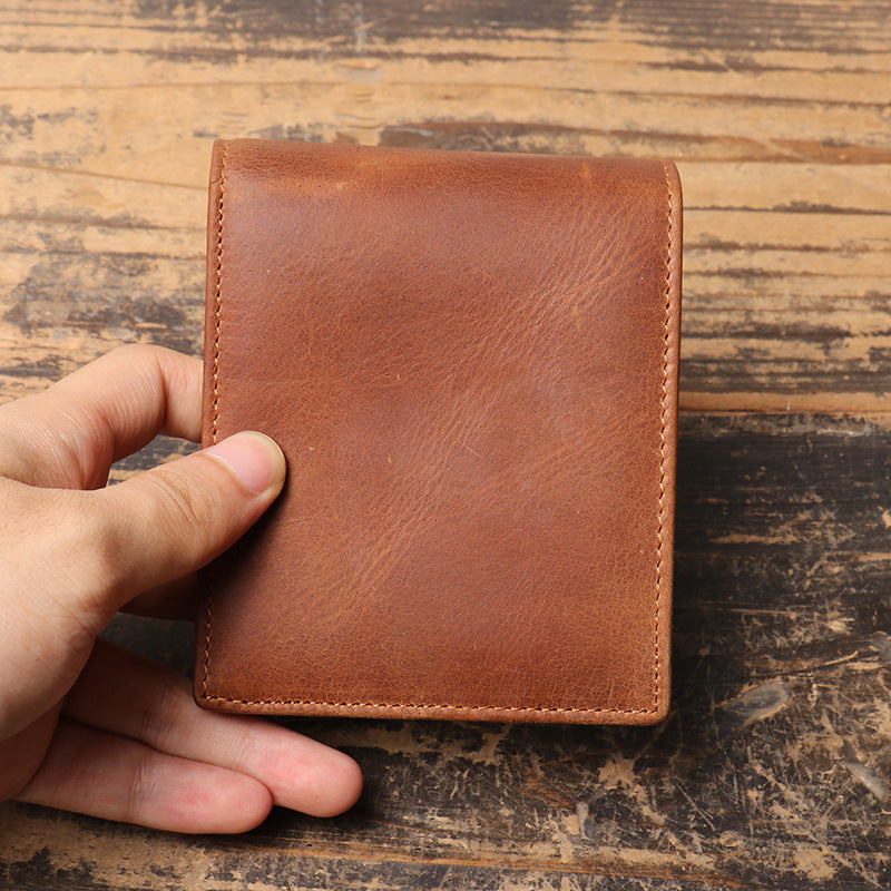 Men's & Women's Crazy Horse Leather Short Genuine Can Purses