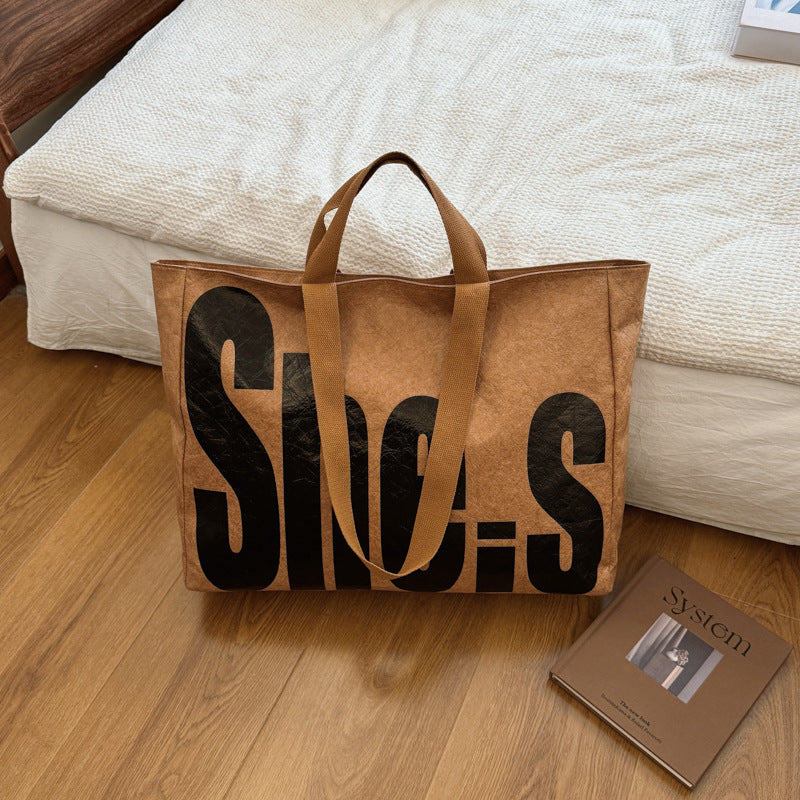 Korean Fashion Large Capacity Totes Artistic Letter Bags