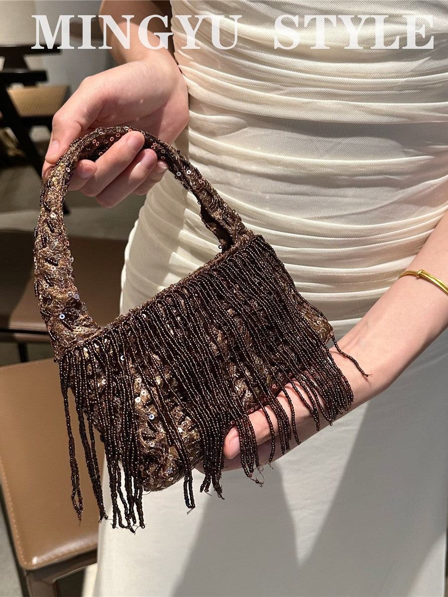 Chinese Style Handmade Beaded Retro Tassel Ancient Niche Cheongsam Women's Messenger Bag