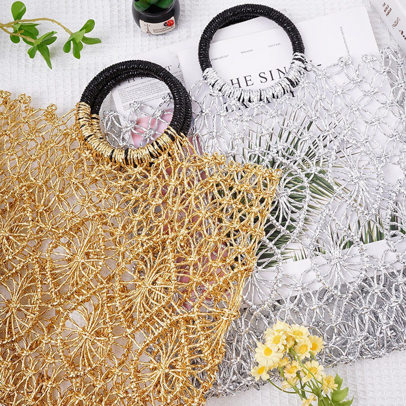 Women's Seaside Vacation Beach Woven Summer Hollow Large Women's Handbag