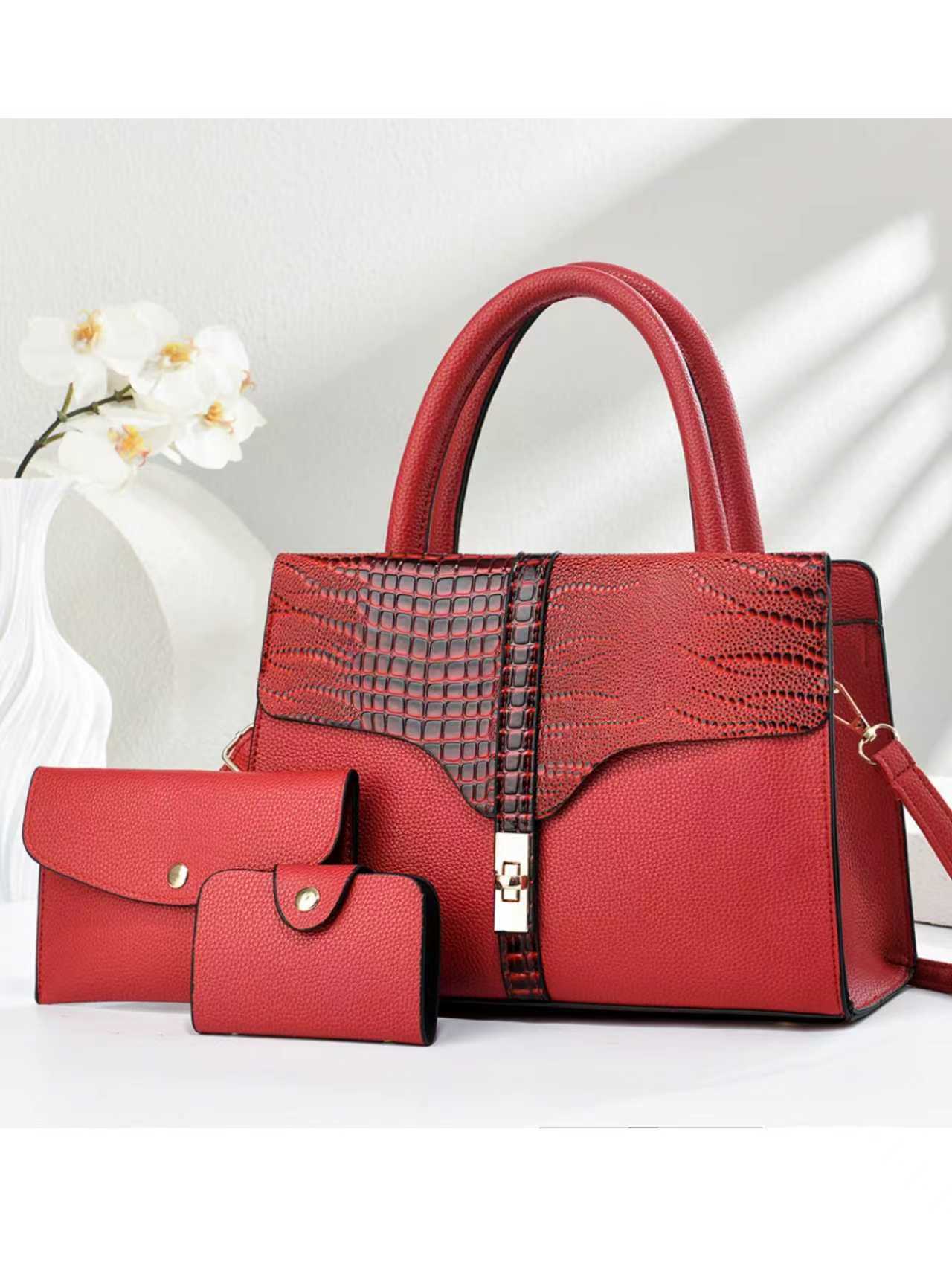 Large Capacity Textured Crocodile Pattern Simple One Women's Handbag