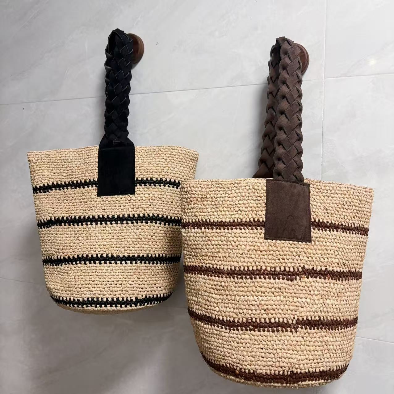 Women's Crocheting Raffia Striped Summer Seaside Holiday Women's Handbag