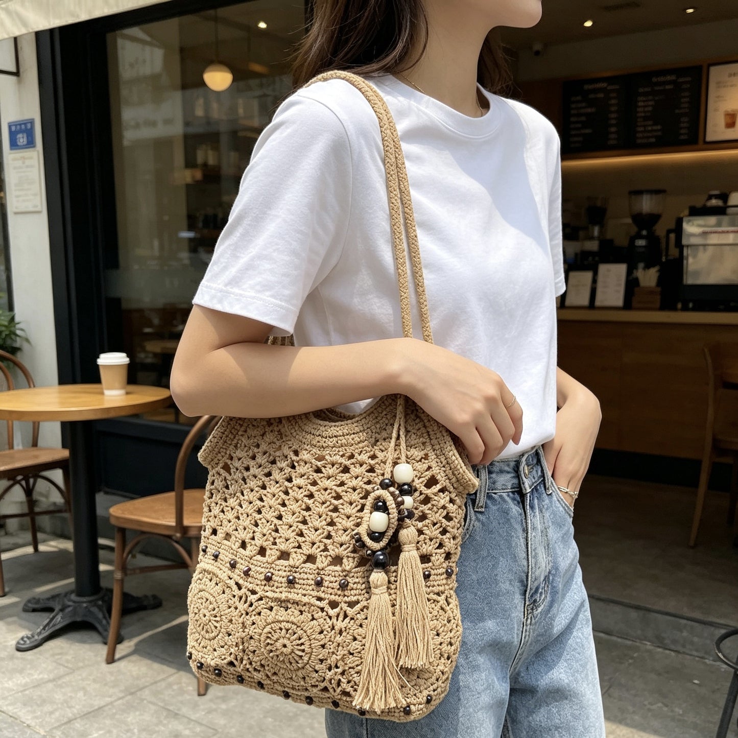 Tassel Female Summer Niche Hollowed Fashion Tote Bags