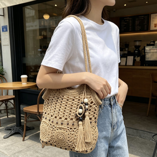 Tassel Female Summer Niche Hollowed Fashion Tote Bags