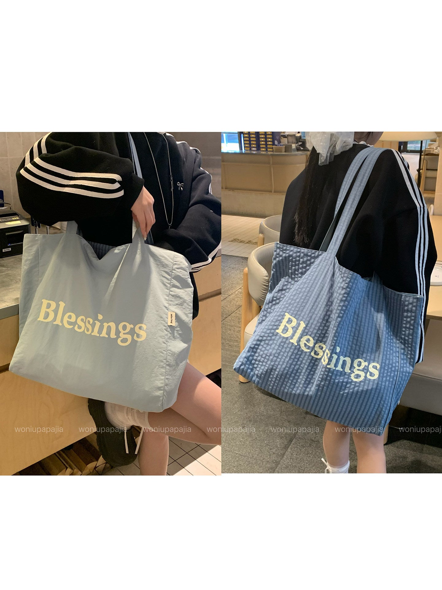 Letter Printed Double-sided Portable Large Capacity Commuter Idle Style Nylon Women's Messenger Bag