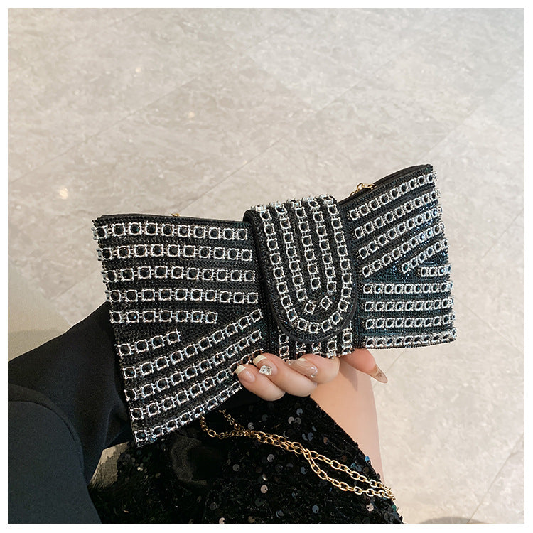 Fashion Rhinestone Diamond Glass Design Hand-held Banquet Shaped Dinner Bag