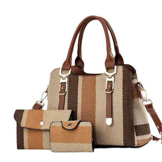 Mother Canvas Contrast Color Trendy Fashionable Elegant Bags