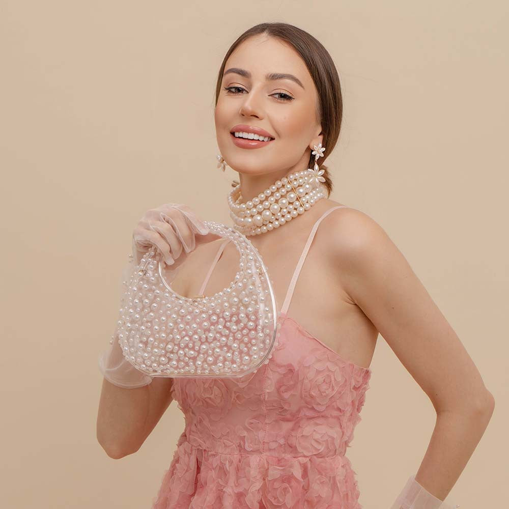 Fashion Trend Portable Acrylic Pearl Simple Dinner Bag
