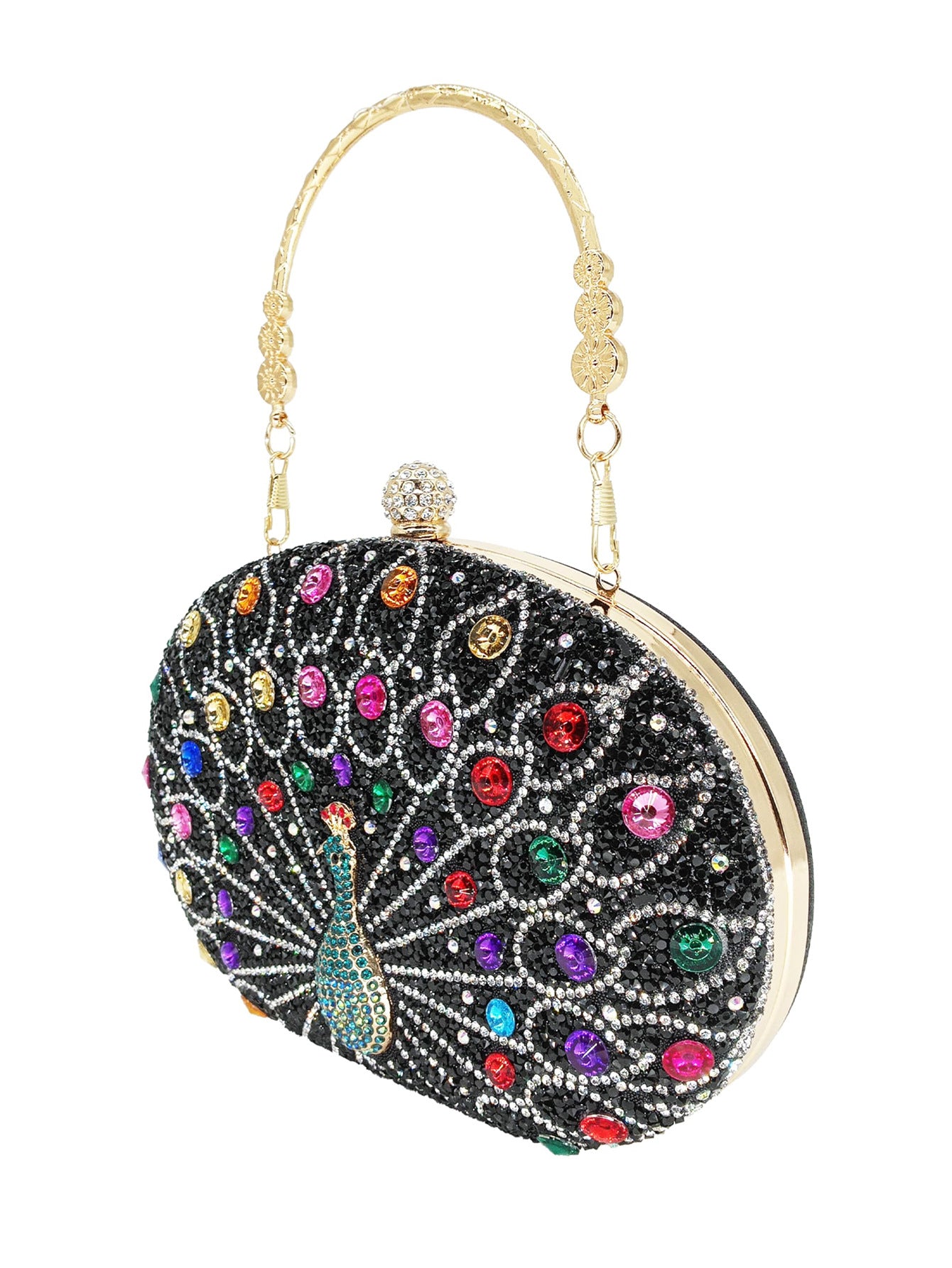 Peacock Diamond Retro Style Party Black Dress Dinner Bag