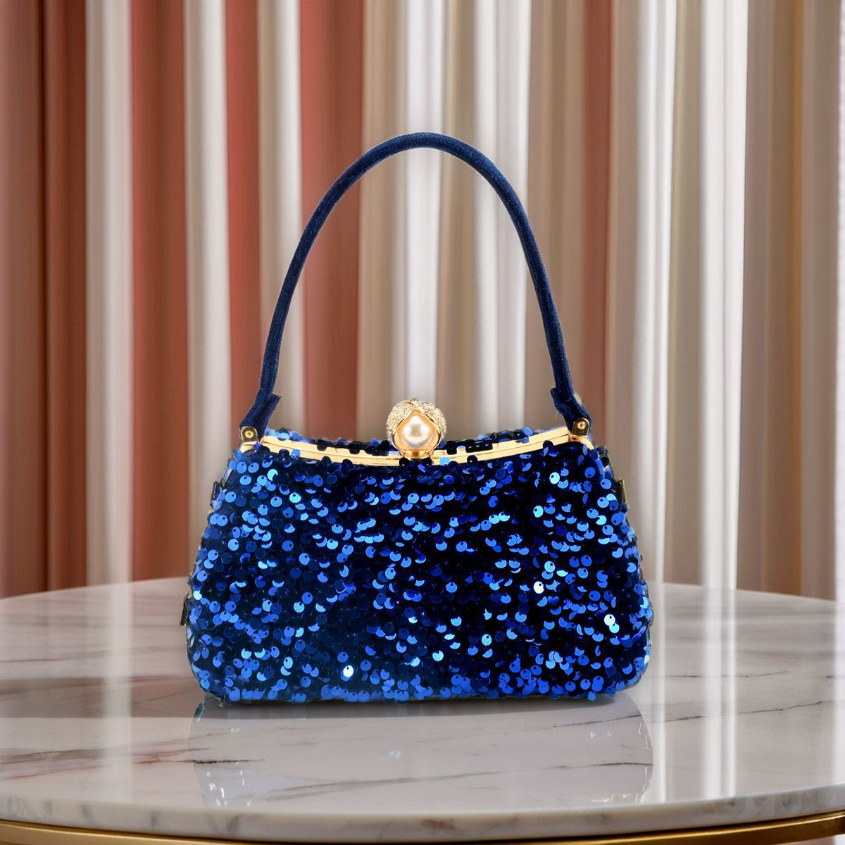 Women's Sequined Portable Diamond Dress Solid Color Dinner Bag