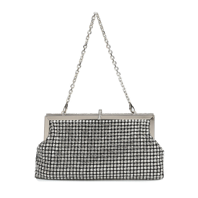 Women's Full Diamond Hand-held Handmade Rhinestone Clip Dinner Bag
