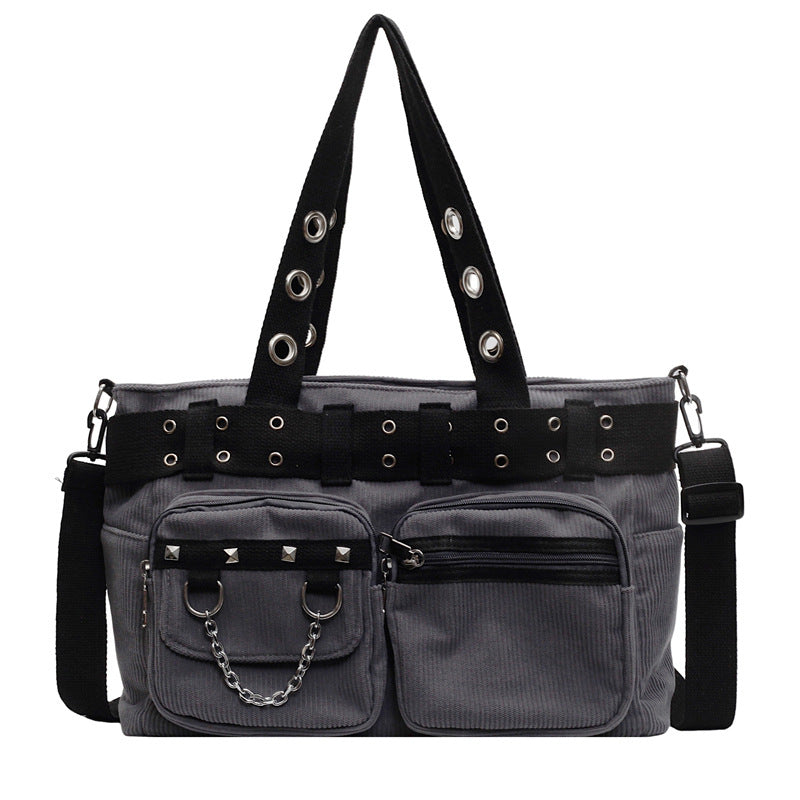 Women's Punk Large Capacity Rivet Commuter Women's Shoulder Bag