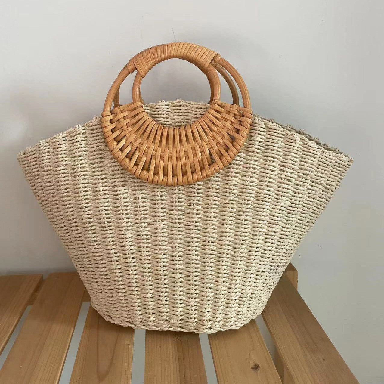 Women's Portable Simple Mori Style Woven Vacation Fashion Bags
