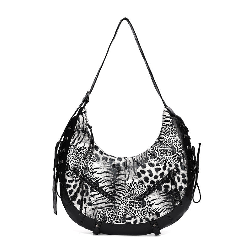 Women's Fashion Dumpling Crescent Underarm Leopard Cross Women's Shoulder Bag