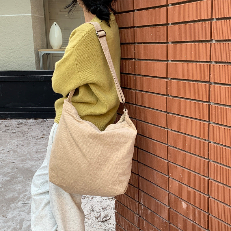 Water Corduroy Artistic Retro Leisure Large Capacity Bags