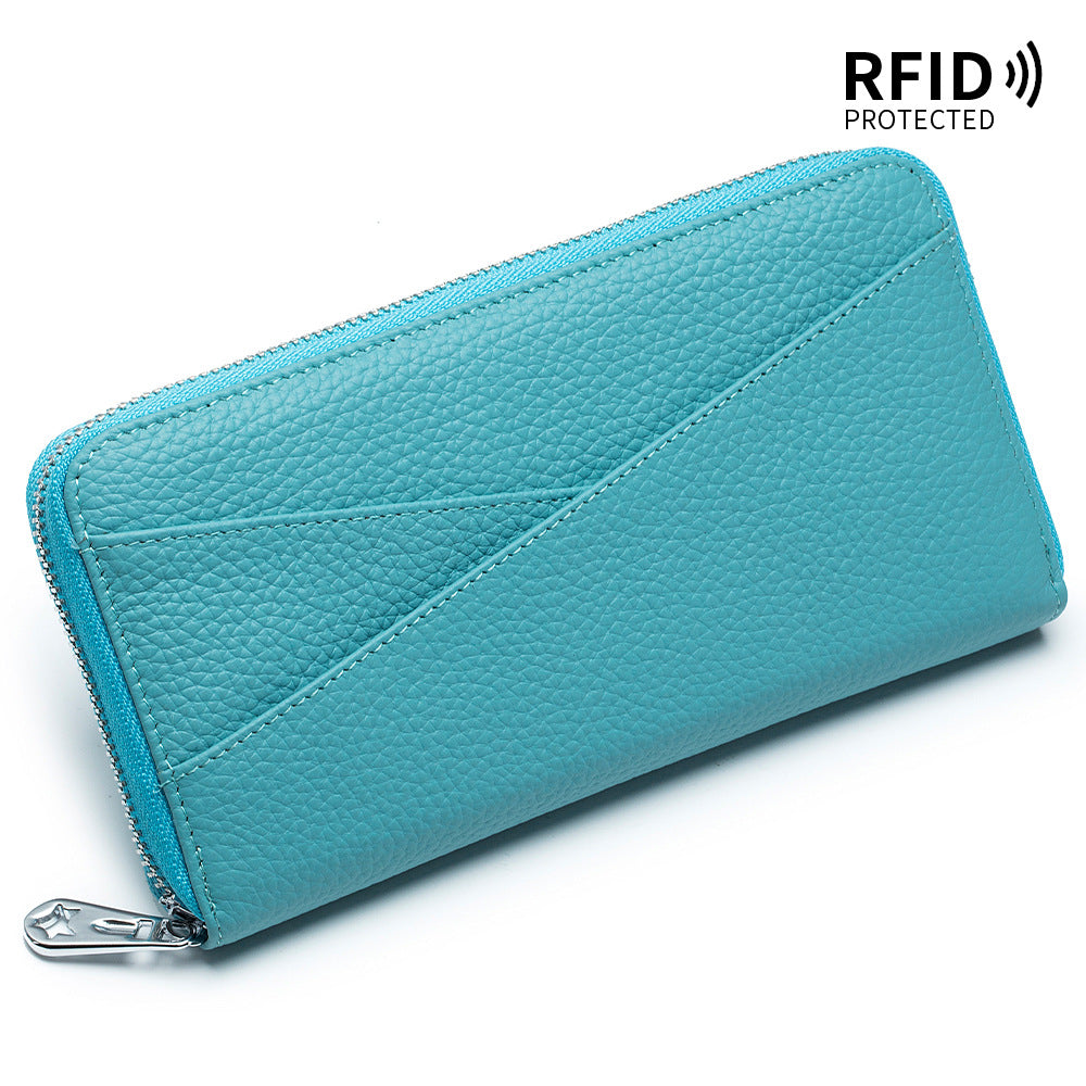 Women's Long Large Capacity First Layer Cowhide Expanding Genuine Leather Fashion Card Holder