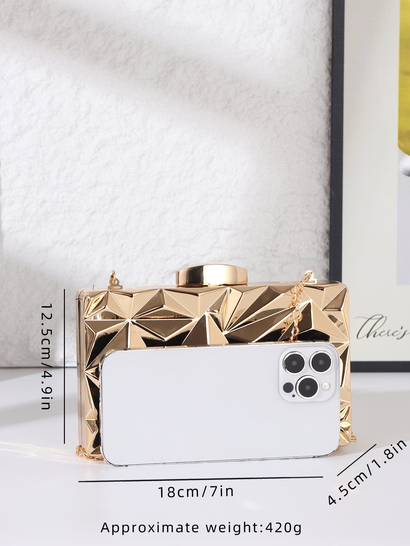 Trendy Fashion Clutch Metal Diamond Cheongsam Dress Dinner Bag