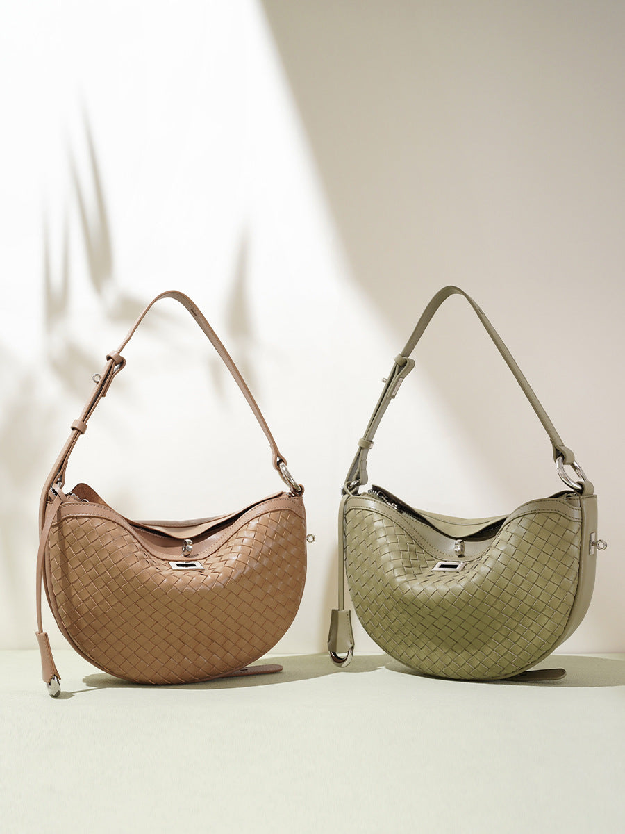 Woven First Layer Cowhide Selenodont Design Women's Handbag
