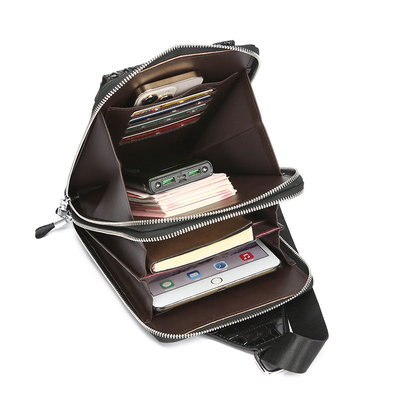 Men's Retro Fashion Crocodile Pattern Personality Multifunctional Shoulder Bags