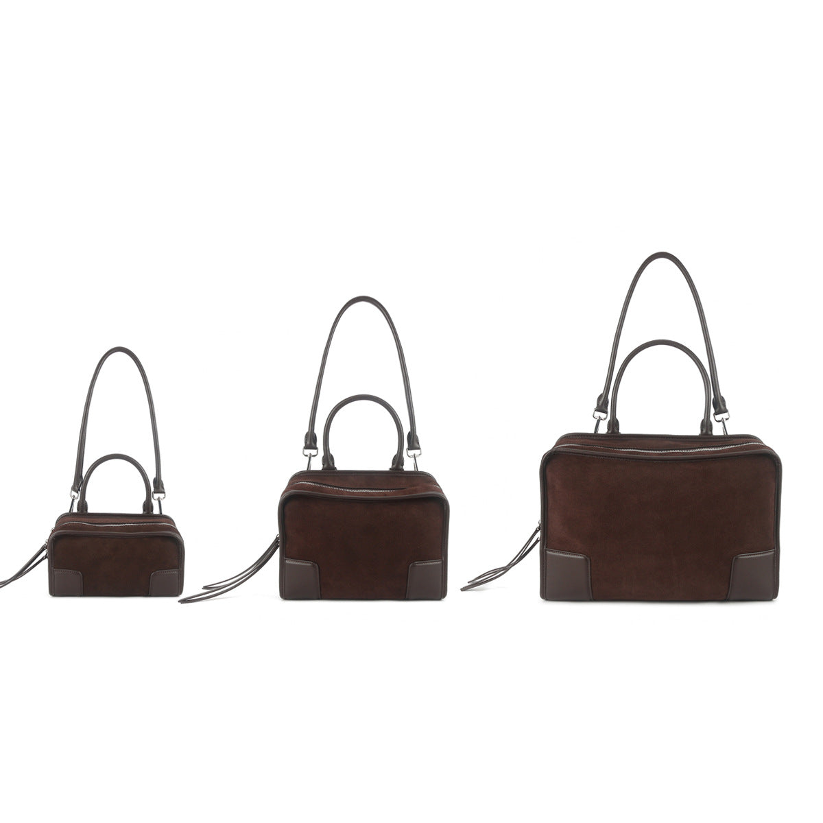 Women's Cowhide Suede Stitching Large Capacity Genuine Handbags