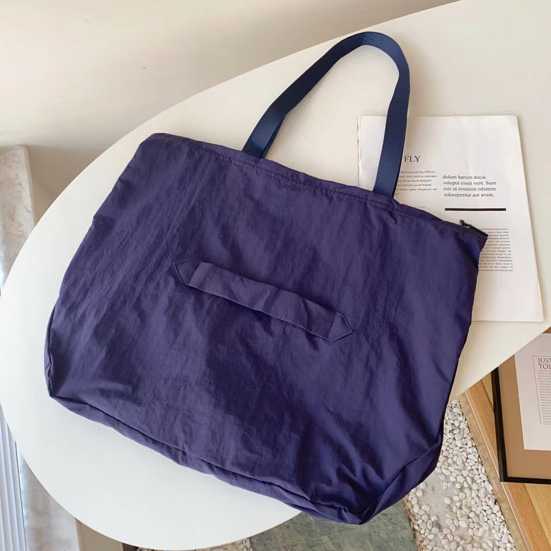 Correct Version Solid Color Letter Large Capacity Nylon Tote Bag