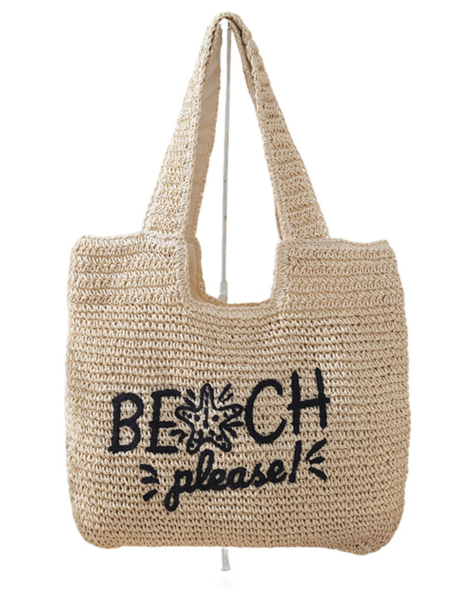 Women's Rectangular Straw Woven Large Capacity Gift Women's Shoulder Bag