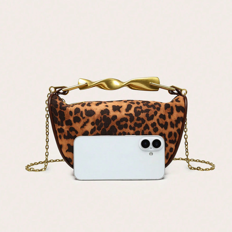 Women's Leopard Print Frosted Texture Chain Retro Women's Messenger Bag