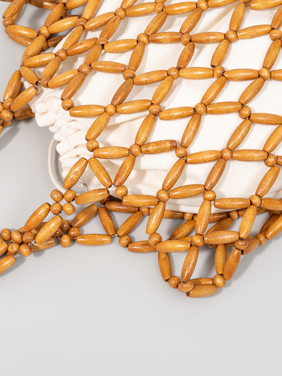 Women's Handmade Wooden Bead Woven High-grade Exquisite Handbags
