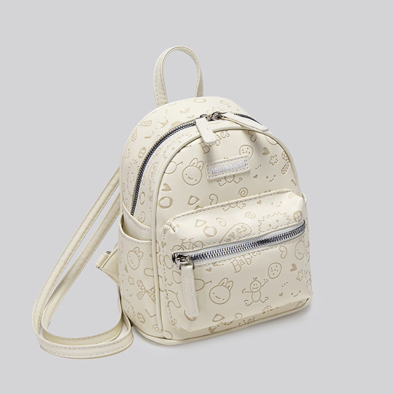 High-grade Bear Embossed Female Niche College Leisure Backpack