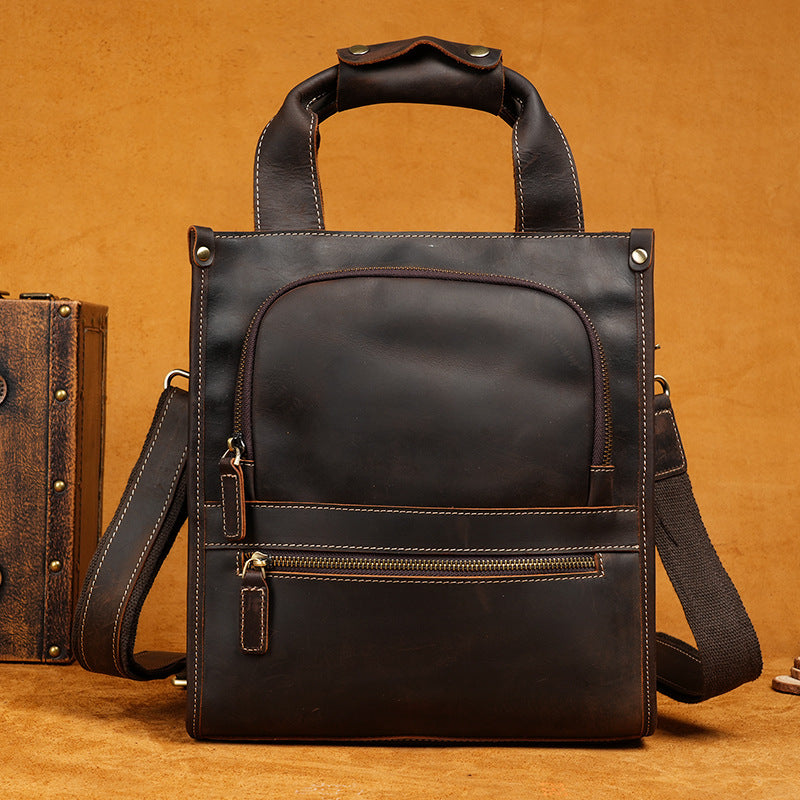 Crazy Horse Leather Simple Genuine Personality Bags