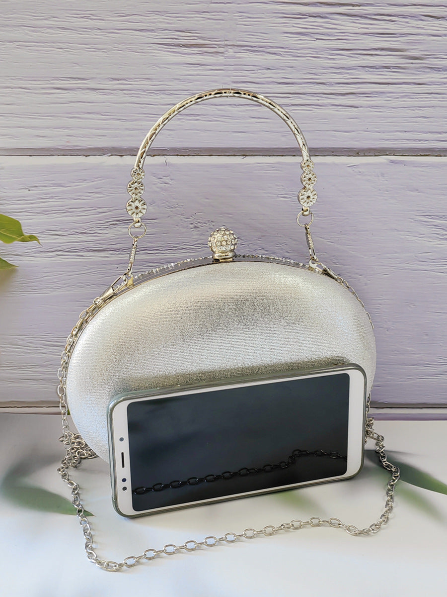 Shiny Round Clip Bridal With Chain Handbags