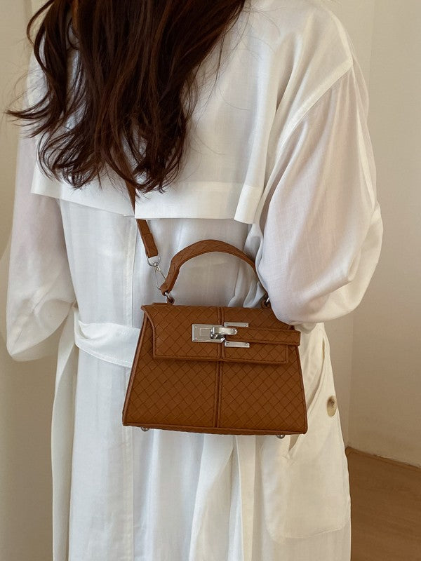 Women's Woven Pattern Texture Fashion Trendy Kelly Small Square Bags