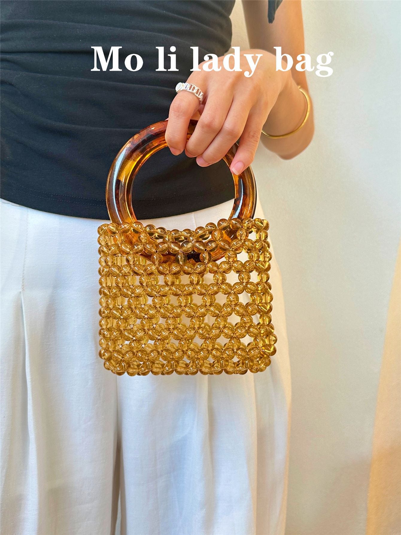 Women's Vintage Beaded Hawksbill Popular Acrylic Women's Handbag