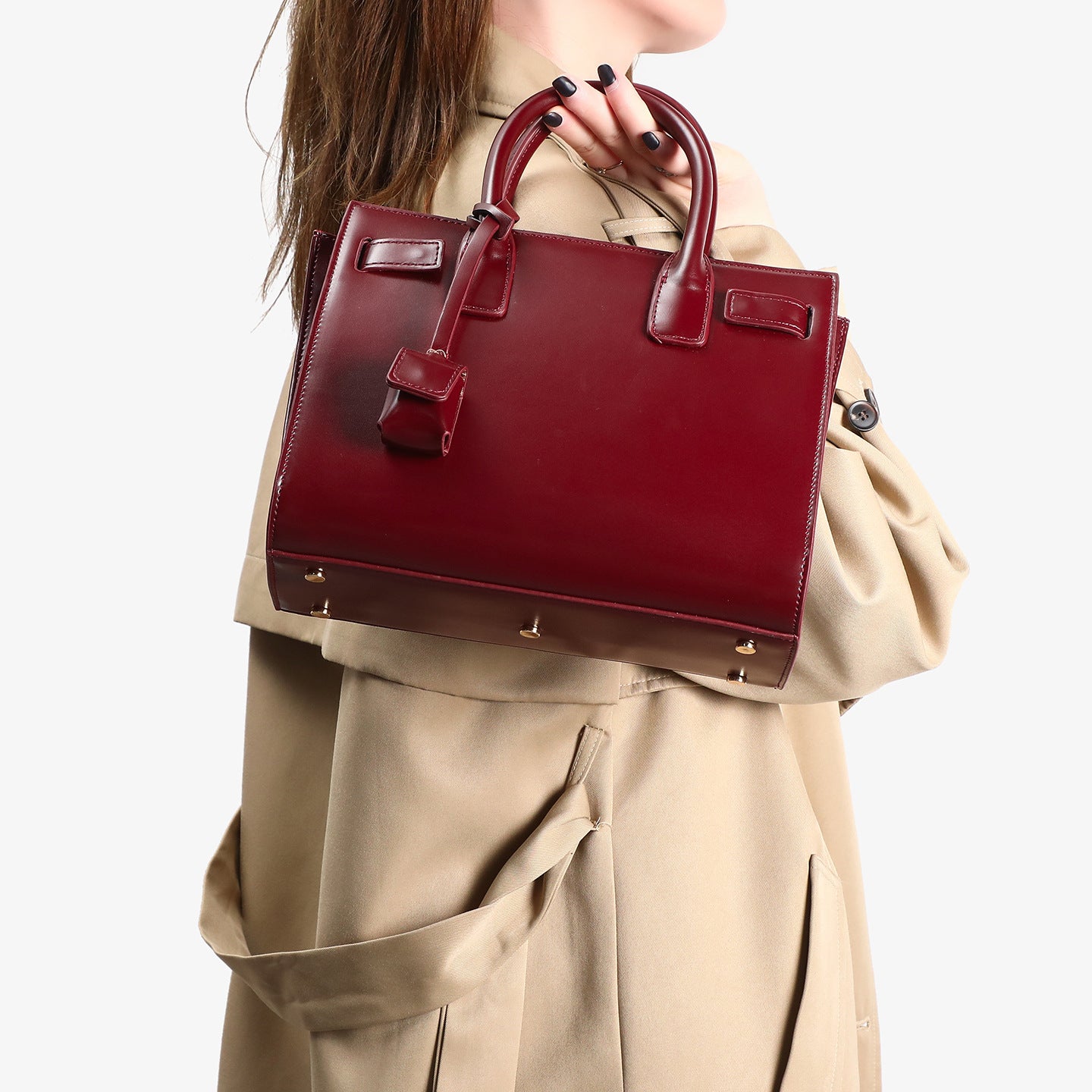 Women's Patent Leather Portable Organ Classic Shiny Large Tote Bags