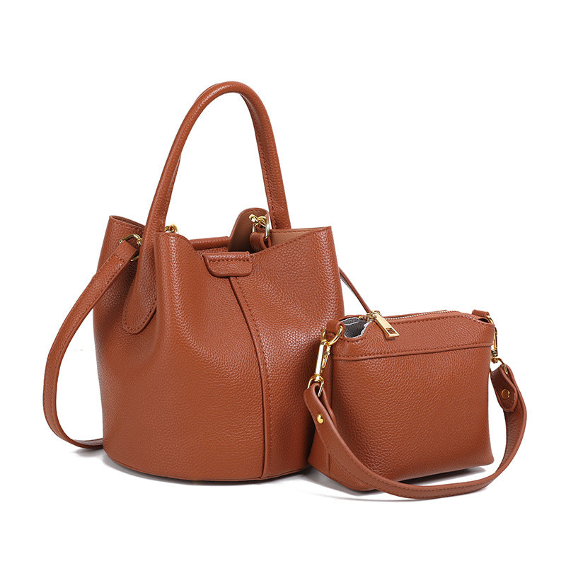 Women's High-grade Plaid Leather Mother Fashionable Portable Women's Handbag