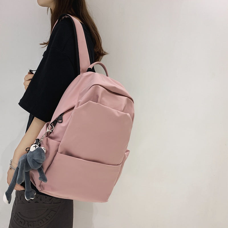 Style Solid Color Large Capacity Female Backpacks