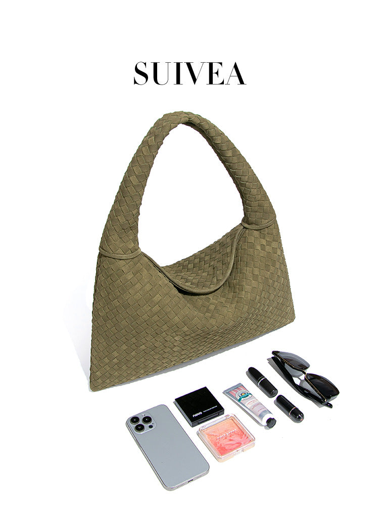 Capacity Woven Croissant Simple Versatile Korean Single Underarm Tote Bags