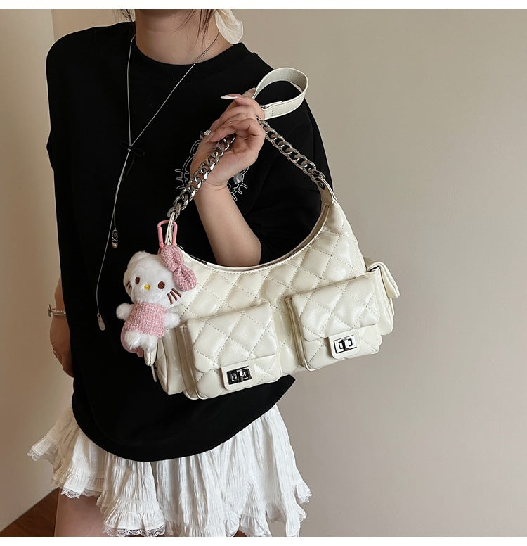 Pretty Women's Commuter Underarm Rhombus Chain Bags