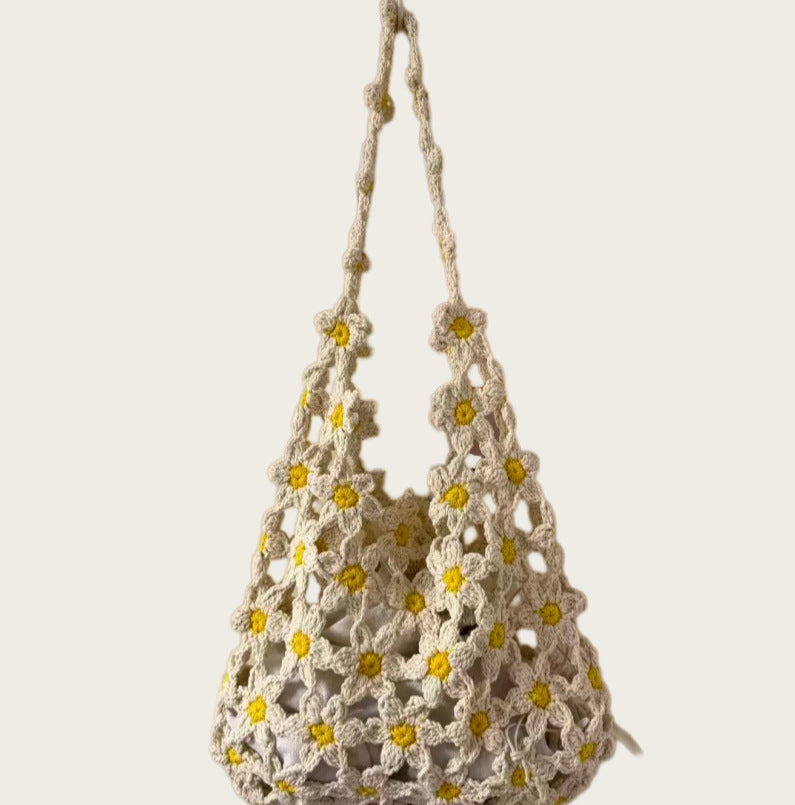 Thread Woven Summer Wool Flower Camisole Beach Women's Shoulder Bag
