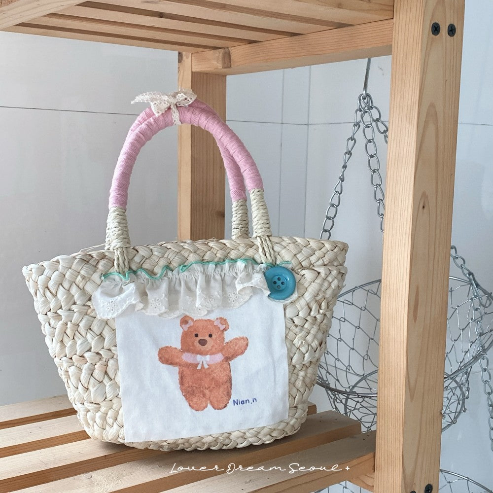 Women's Straw Woven Edge Vacation Beach Summer Women's Handbag