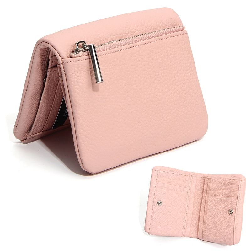 Women's & Men's First Layer Cowhide Leather Short Niche Lightweight Large Capacity Men's Wallets
