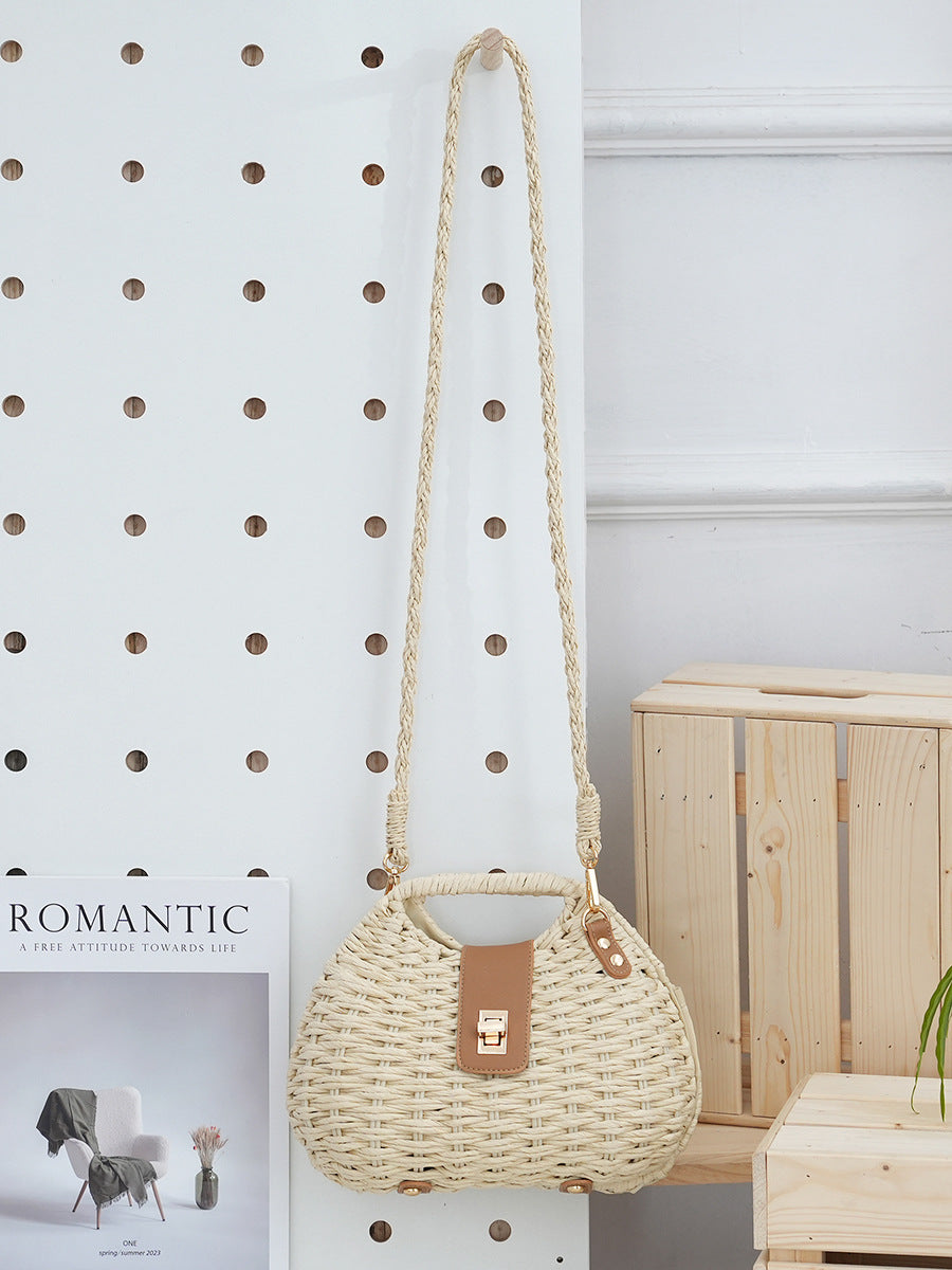 Style Simple Shell Autumn Cover Vacation Leisure Straw Women's Messenger Bag