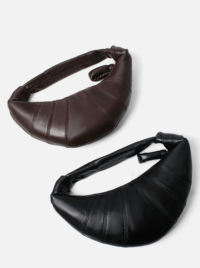 Women's First Layer Sheepskin Lazy Feeling Croissant Genuine Leather Women's Shoulder Bag
