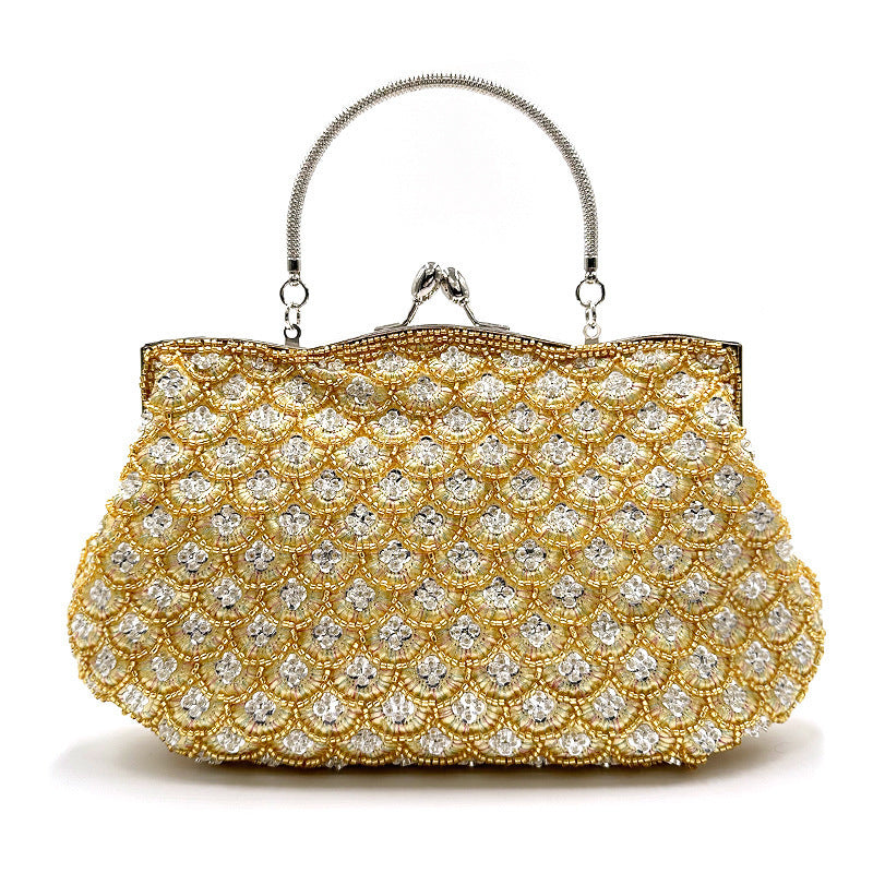 Women's Pearl Embroidery Scale Polyester Versatile Chain Dinner Bag