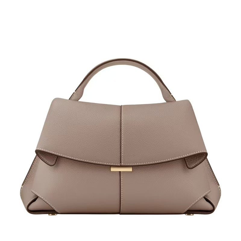 Women's Genuine Leather French Design Fashion Pleated Smile Women's Clutch