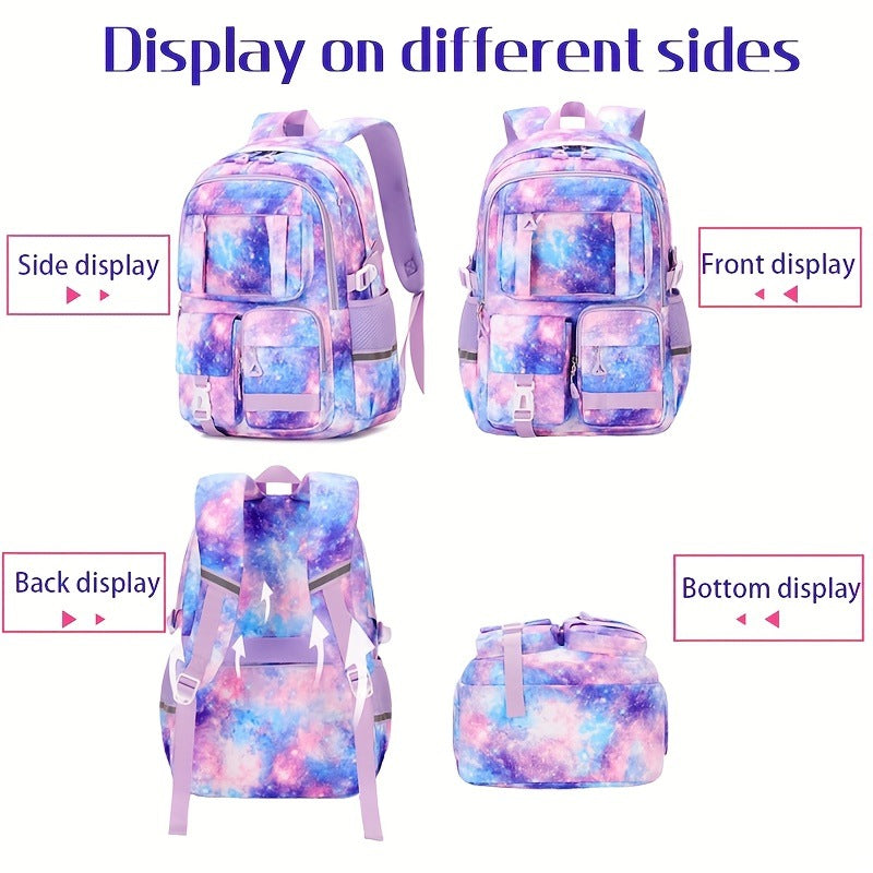 Korean Printing Waterproof Rucksack Three-piece Spine Bags