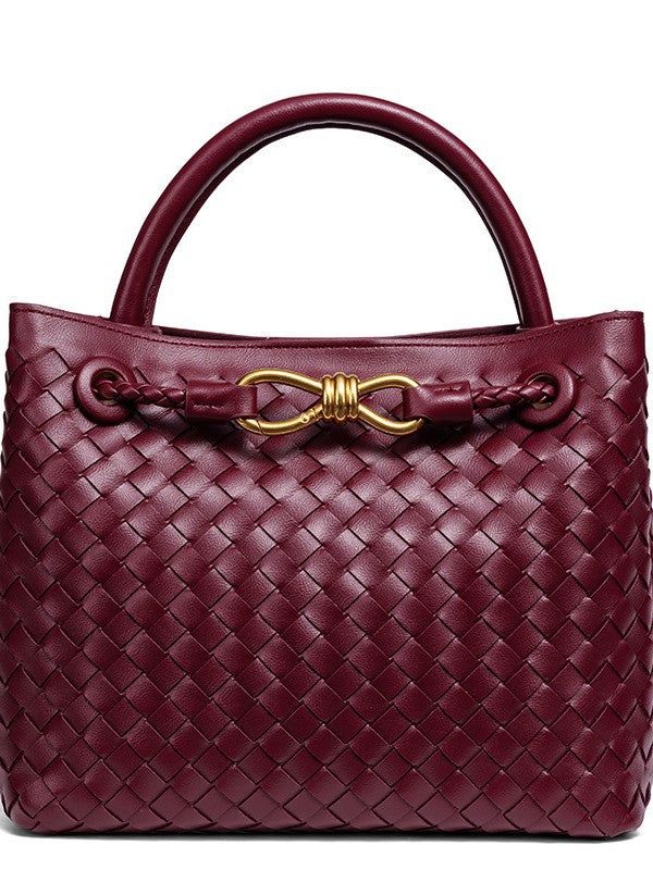 Women's Fashion Bow Metal Hand-woven Design Large Bags