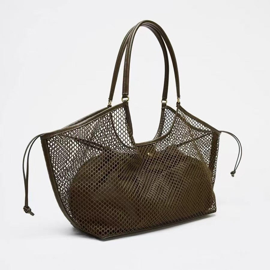 Women's Large Capacity Beach Hollow Mesh Vacation Women's Handbag
