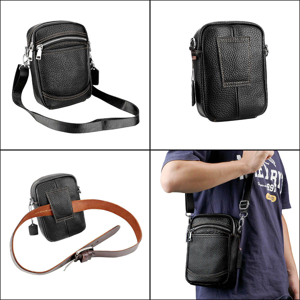 Women's & Men's Fashion Commuter Genuine Leather Men's Fanny Pack